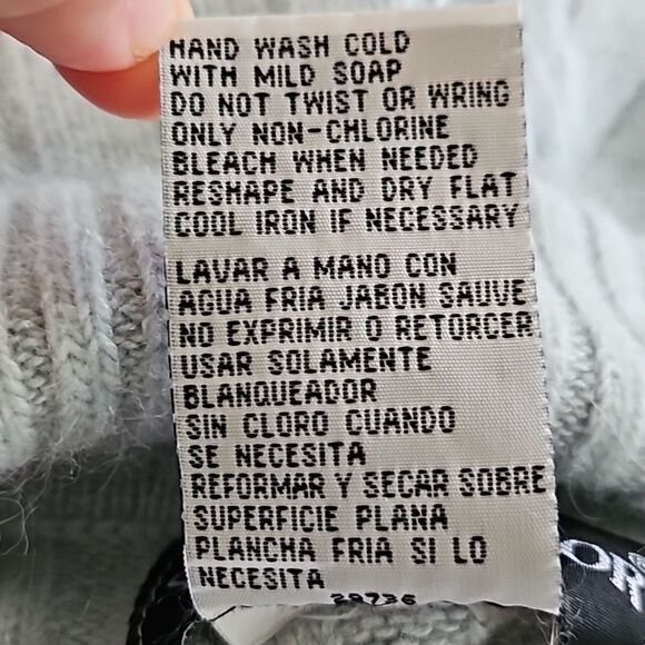 Sag Harbor Long Sleeve Cable Knit Turtleneck Sweater Angola Rabbit Hair Blue M - Picture 10 of 10